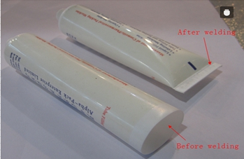 welding samples from ultrasonic tubes sealer جوشکاری با نمونه ها.jpg