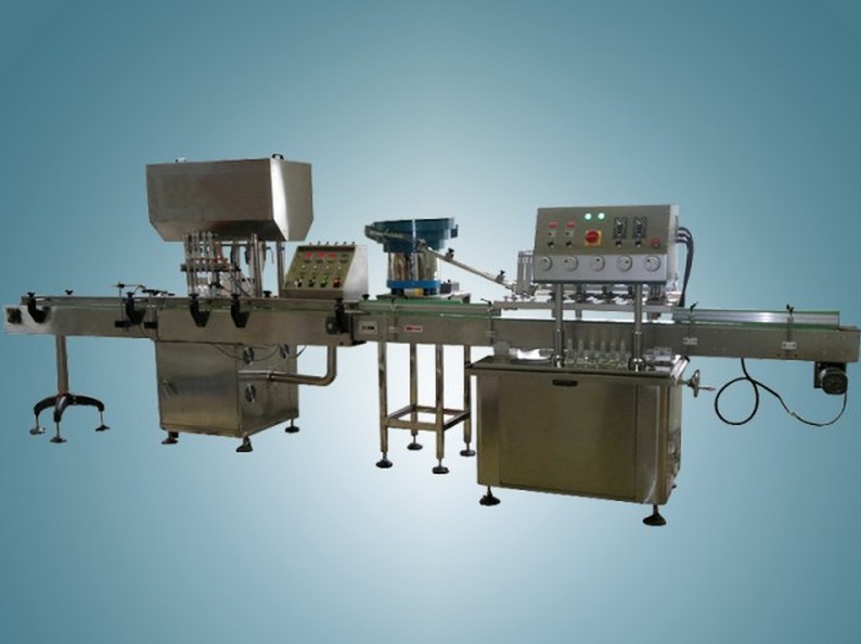 filling capping line for cosmetics production پر کردن خط دربندی با سرعت بالا.jpg