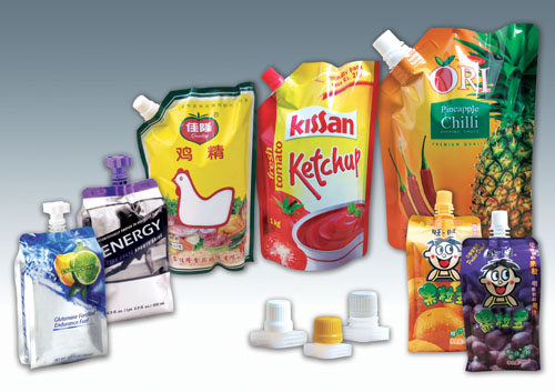 spout bags after filling کیسه های تک سر پر شده با قیف .jpg